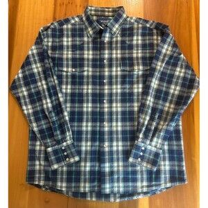Wrangler Western Shirt. Mens. Pearl Snap. Plaid Long Sleeves. XL